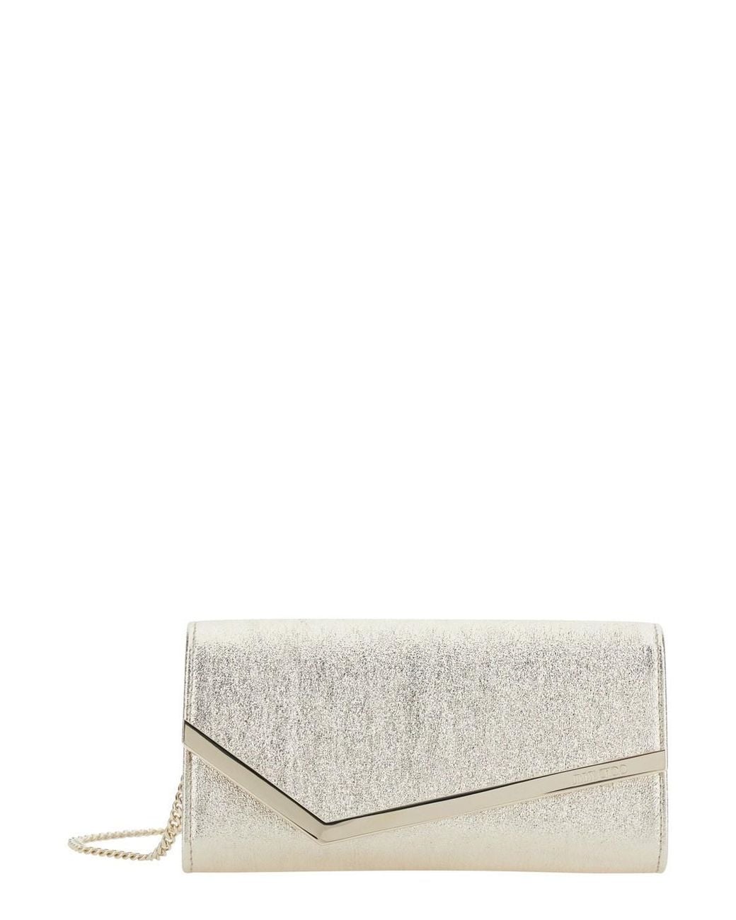 Jimmy Choo White Clutch Pouch Emmie Leather-Blend