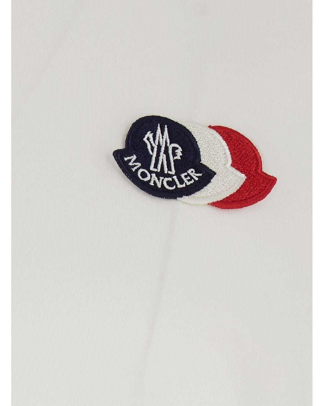 Moncler White T-Shirt "3Stemmi" With Round Neck And Front Logo for men