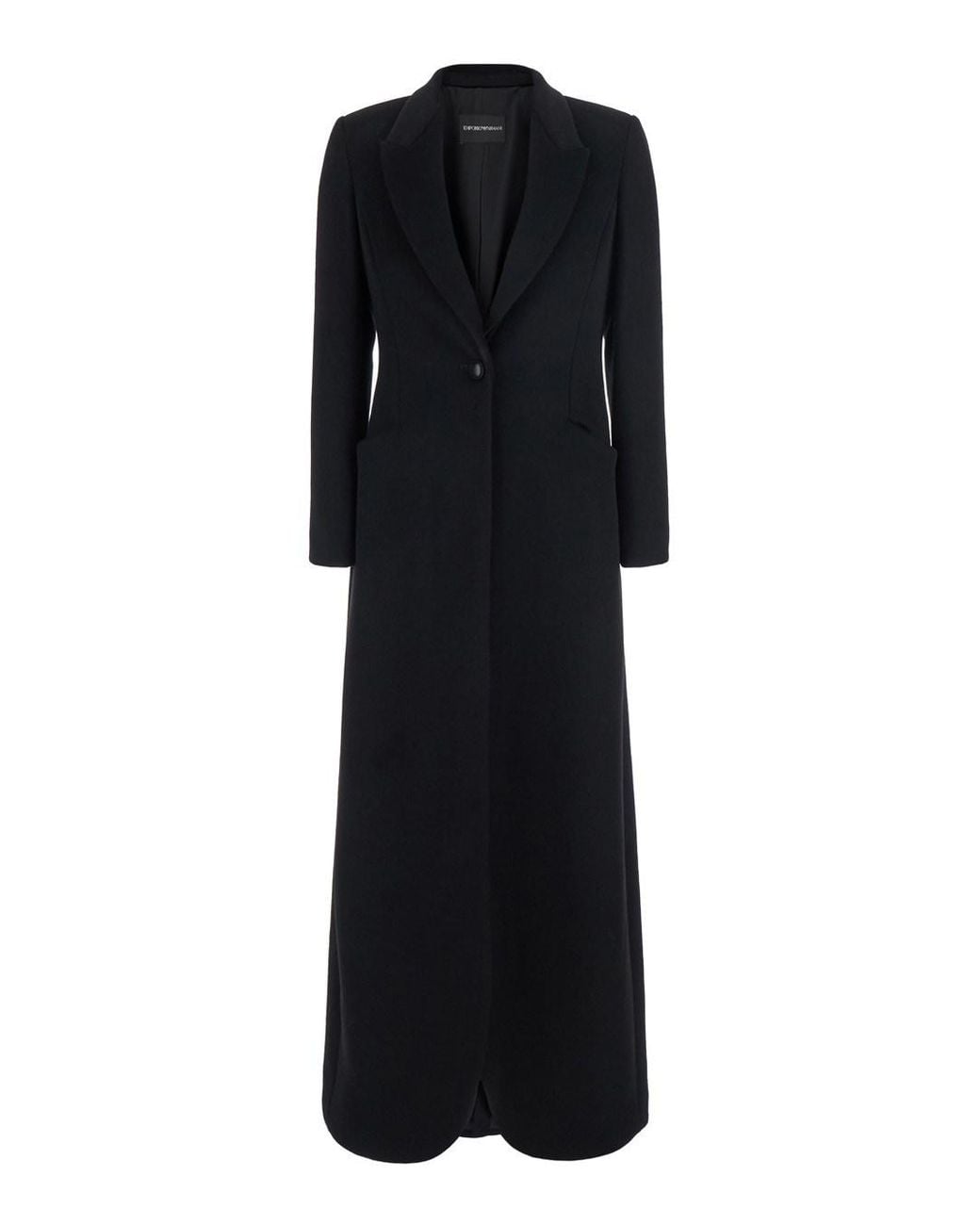 Emporio Armani Black Single-Breasted Coat With Peak Revers