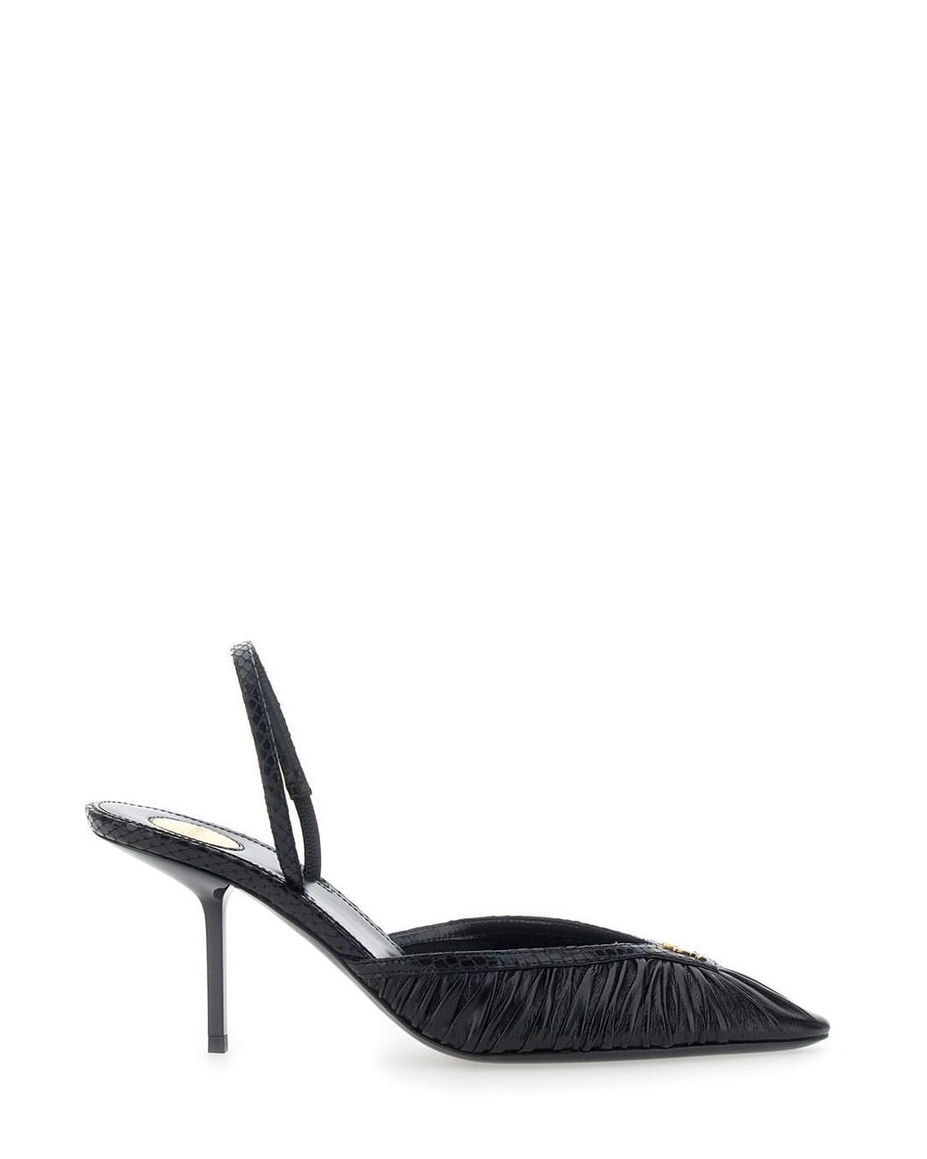 Saint Laurent White Folie 75 Slingback Pump Embossed Python