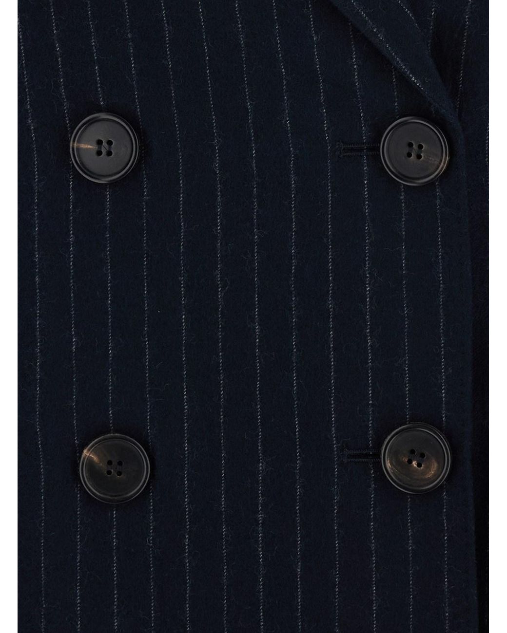 Max Mara Blue 'S Maxmara 'Calibri' Double-Breasted Jacket With Notched Revers And All-Over Pinstriped Motif