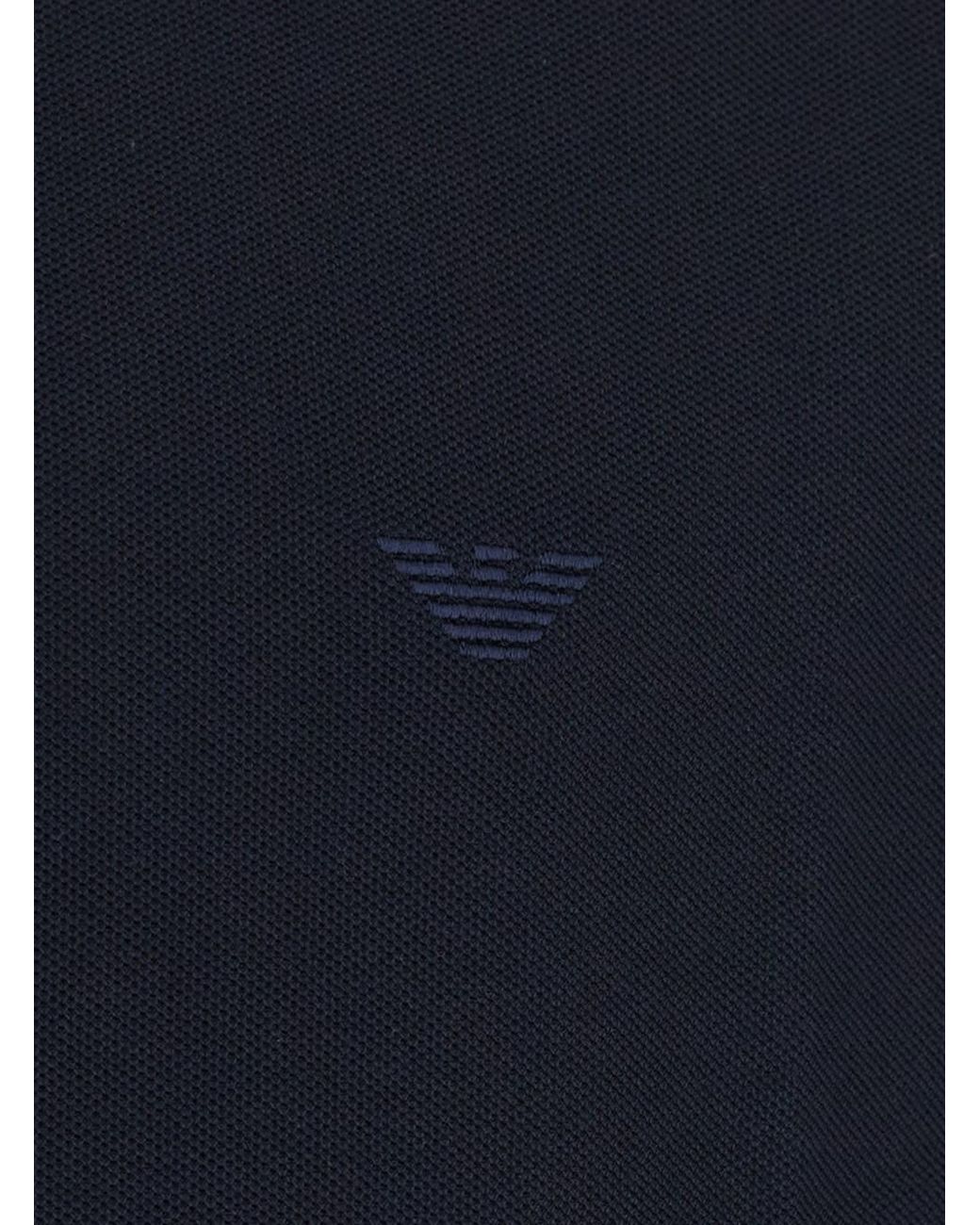 Emporio Armani Blue Piquet Polo Shirt Cotton T-Shirts for men