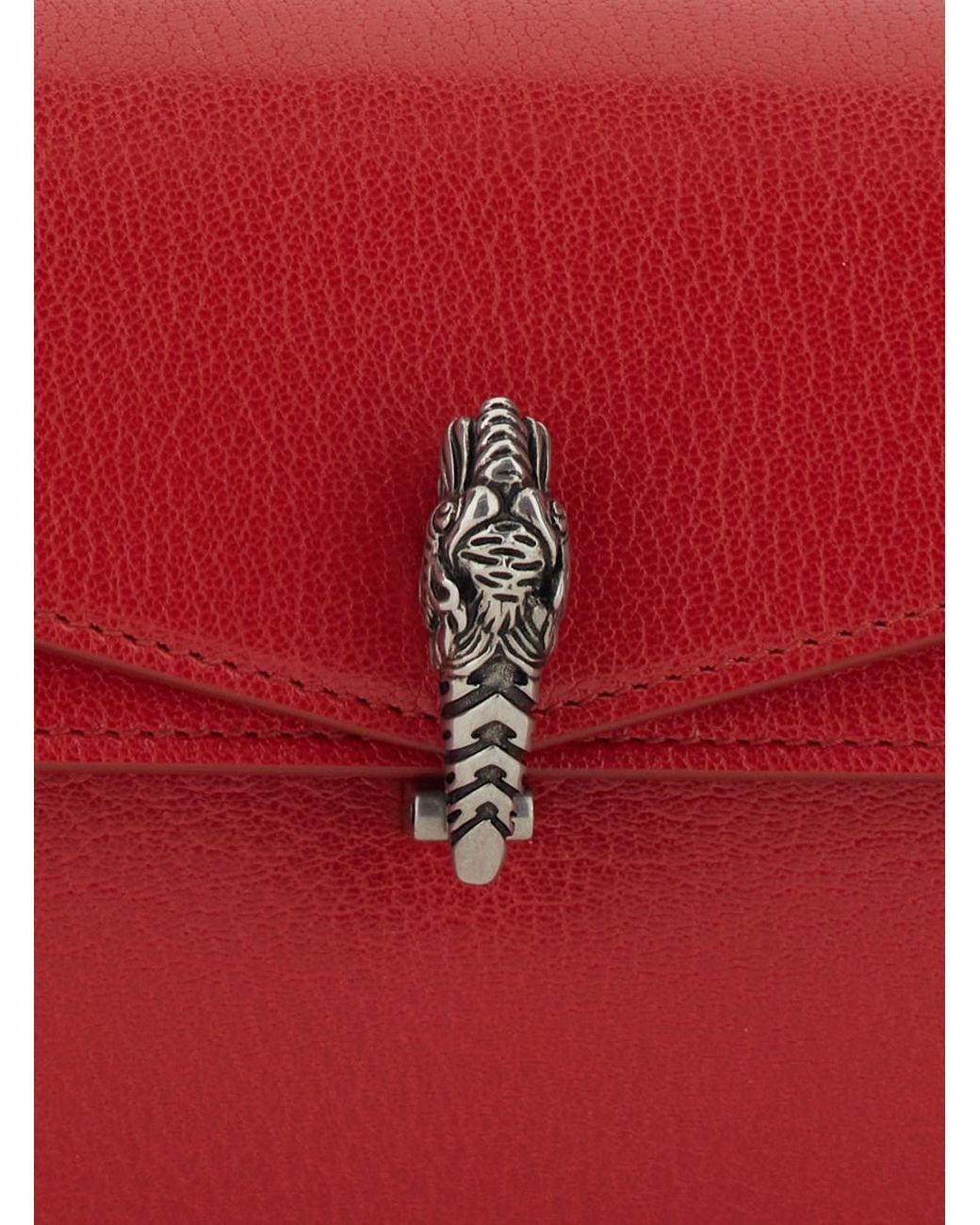 Gucci Red 'Dyonisus' Small Shoulder Bag With Removable Chain Strap And Front Plate
