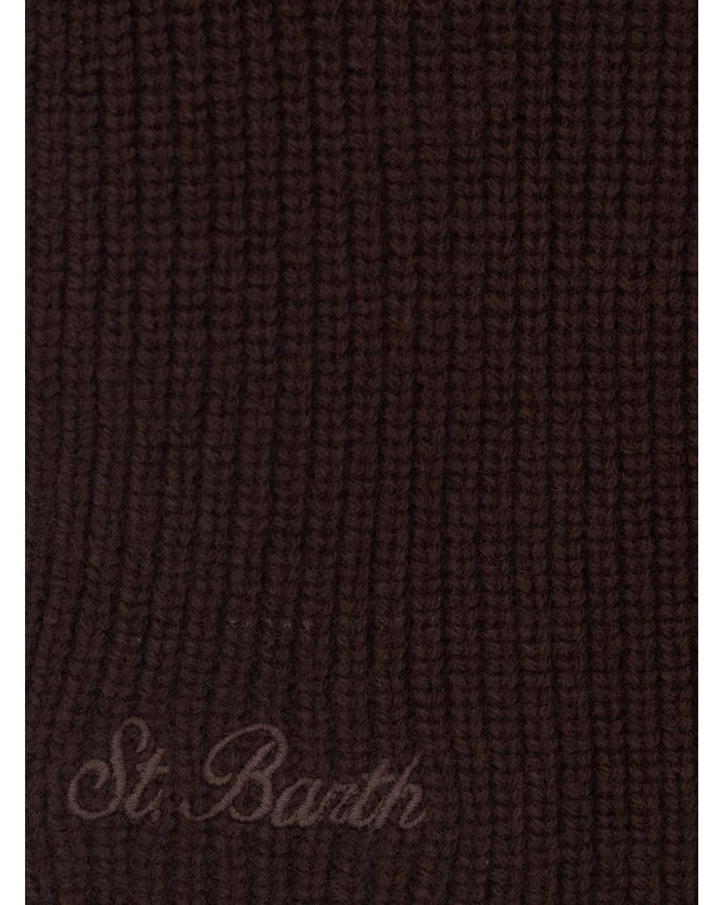 Mc2 Saint Barth Black Lina Wool Scarf With Wool