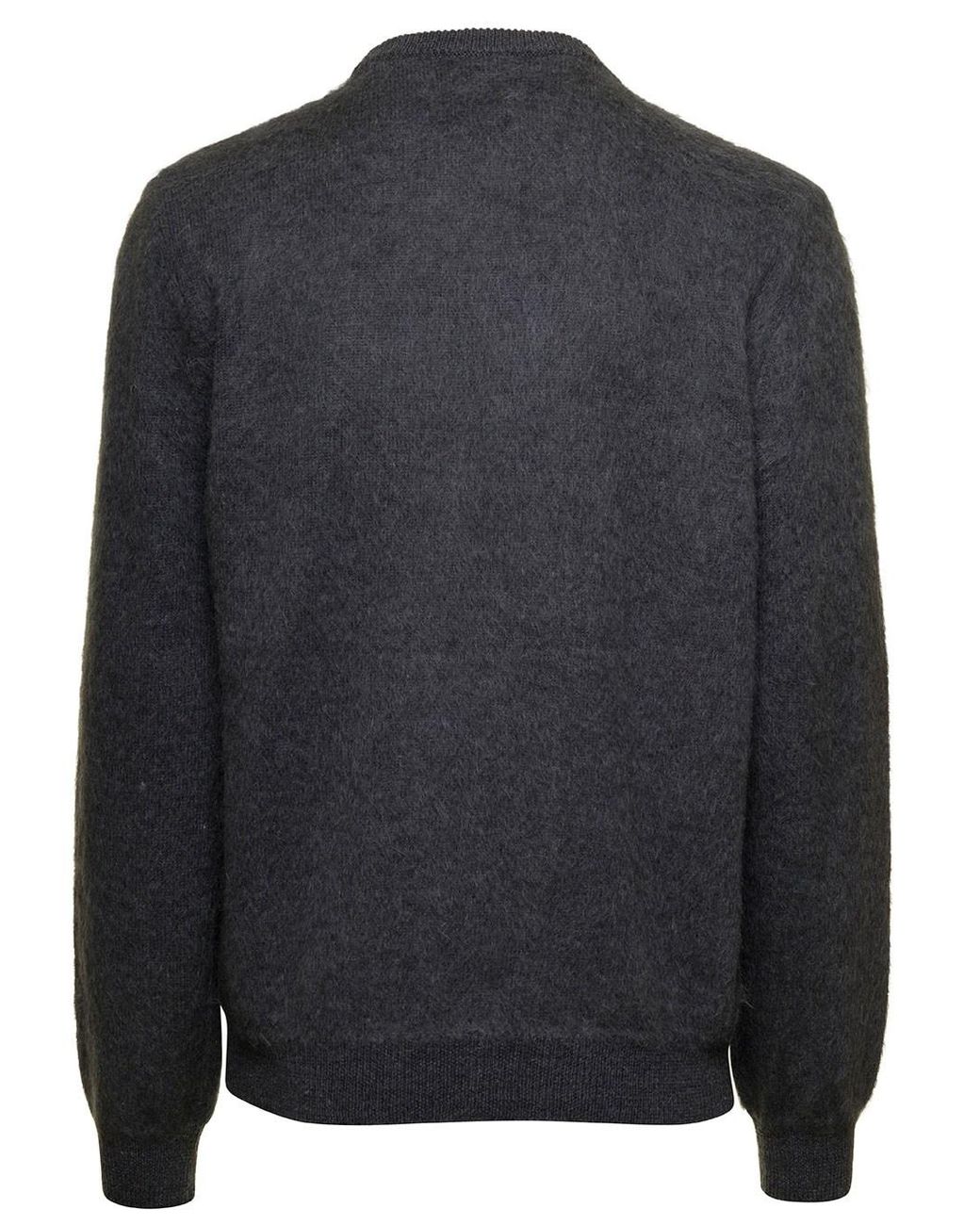 Fendi Gray Sweater With Jacquard Ff Motif for men