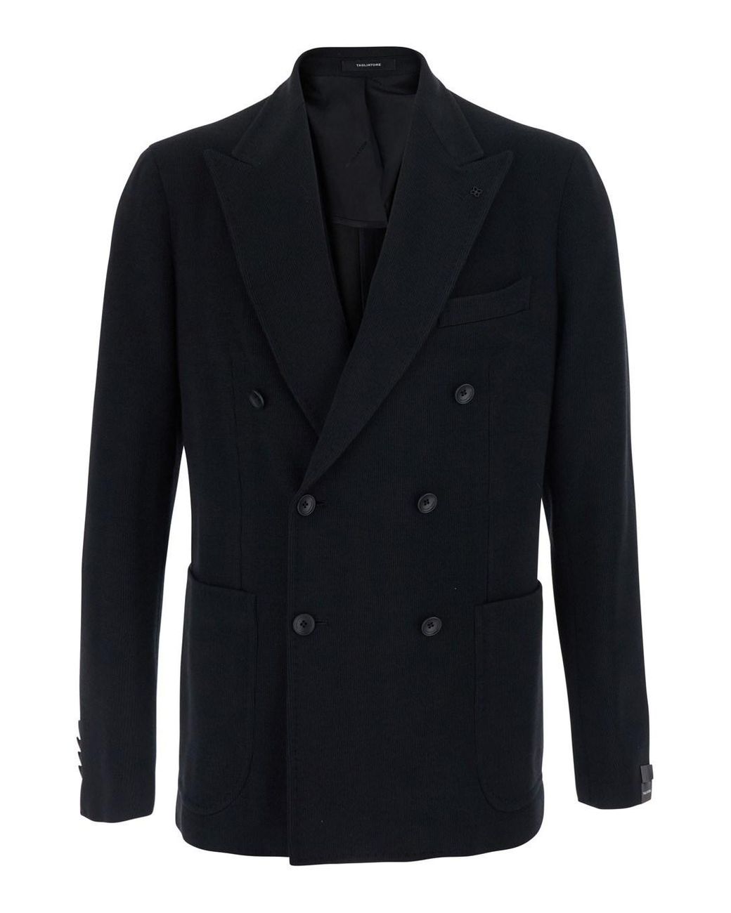Tagliatore Blue Monte Carlo Double-Breasted Jacket With Revers For Me for men