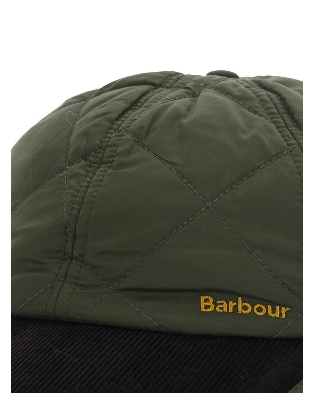 Barbour Green Quilted Cap With Visor And Cotton Details for men