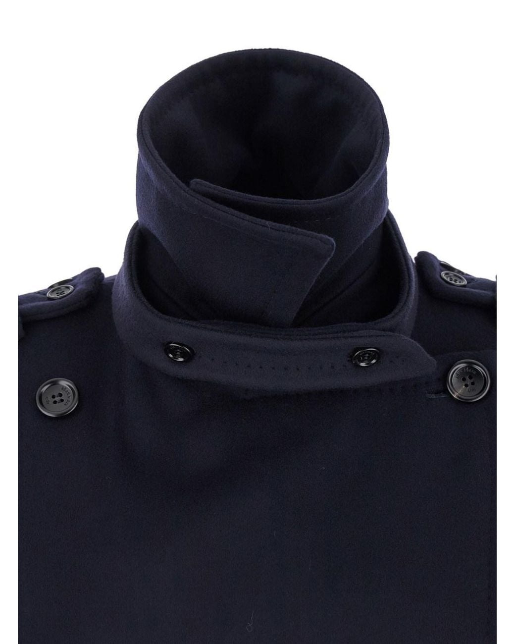 Max Mara Blue 'Laveno' Double Breasted Jacket With Wide Pointed Lapels