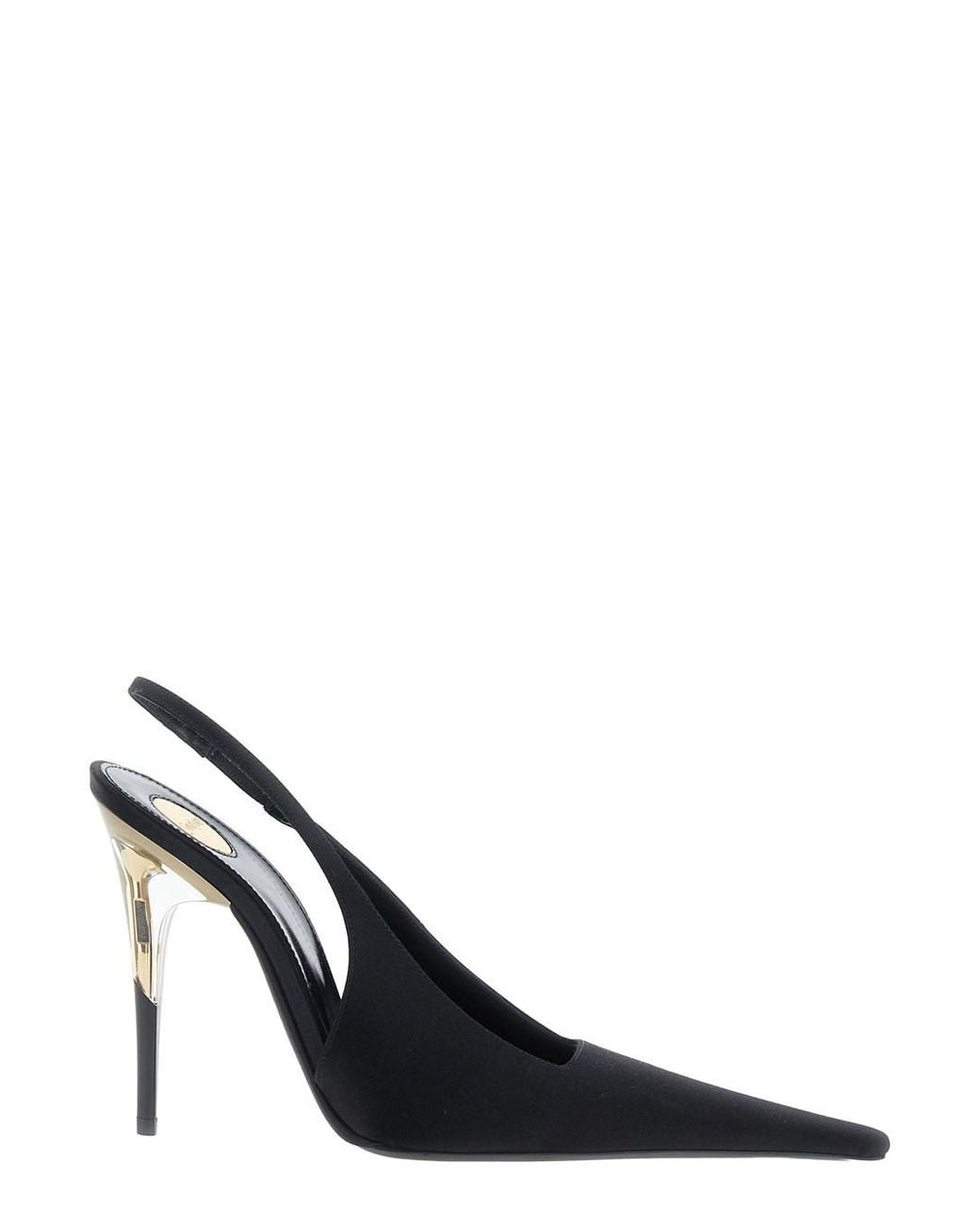 Saint Laurent Black Goya 110 Slingback Pump Crepe Satin