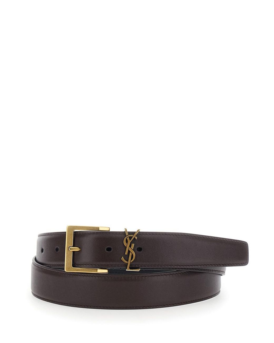 Saint Laurent White Belt With Cassandre Plate, Leather for men