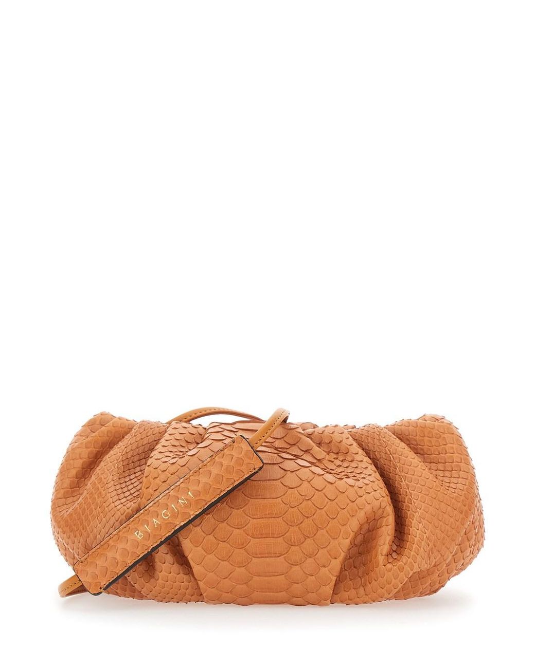 Biaggini Orange 'Pillow' Clutch With Shoulder Strap And Magnetic Closur