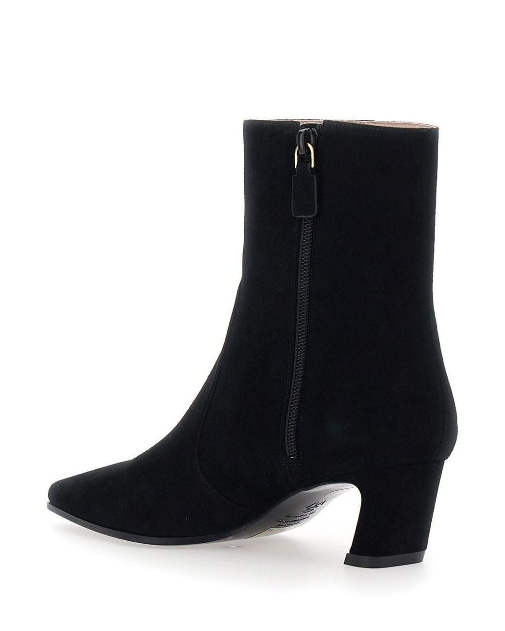 Stuart Weitzman Black Bootie Stassi Zip Leather Upper Boot