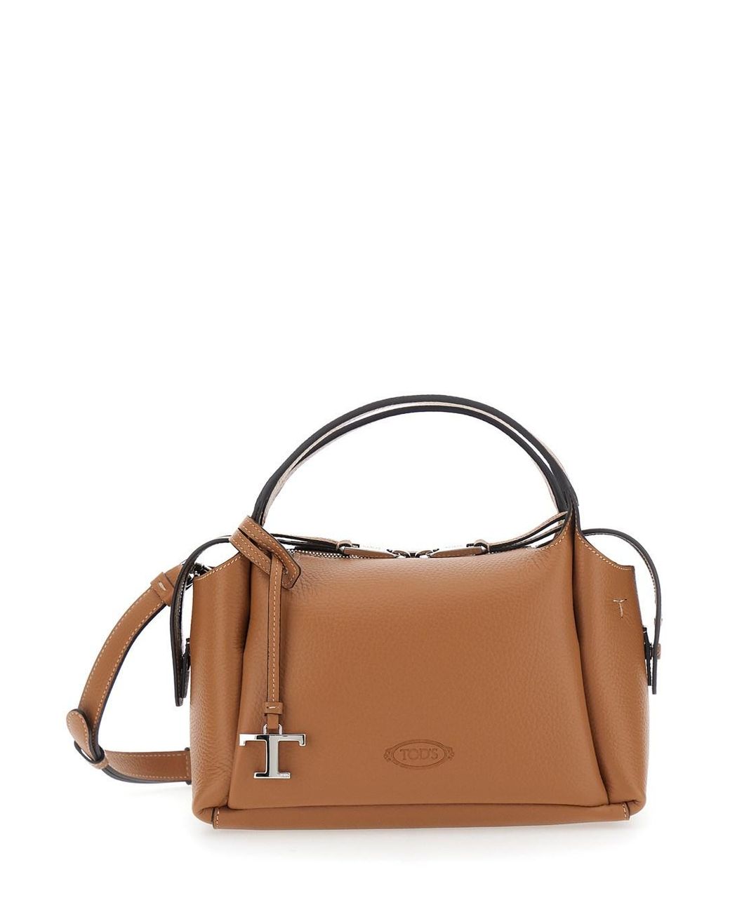 Tod's Brown Shoulder Bag With T Plaque, Leather Calf