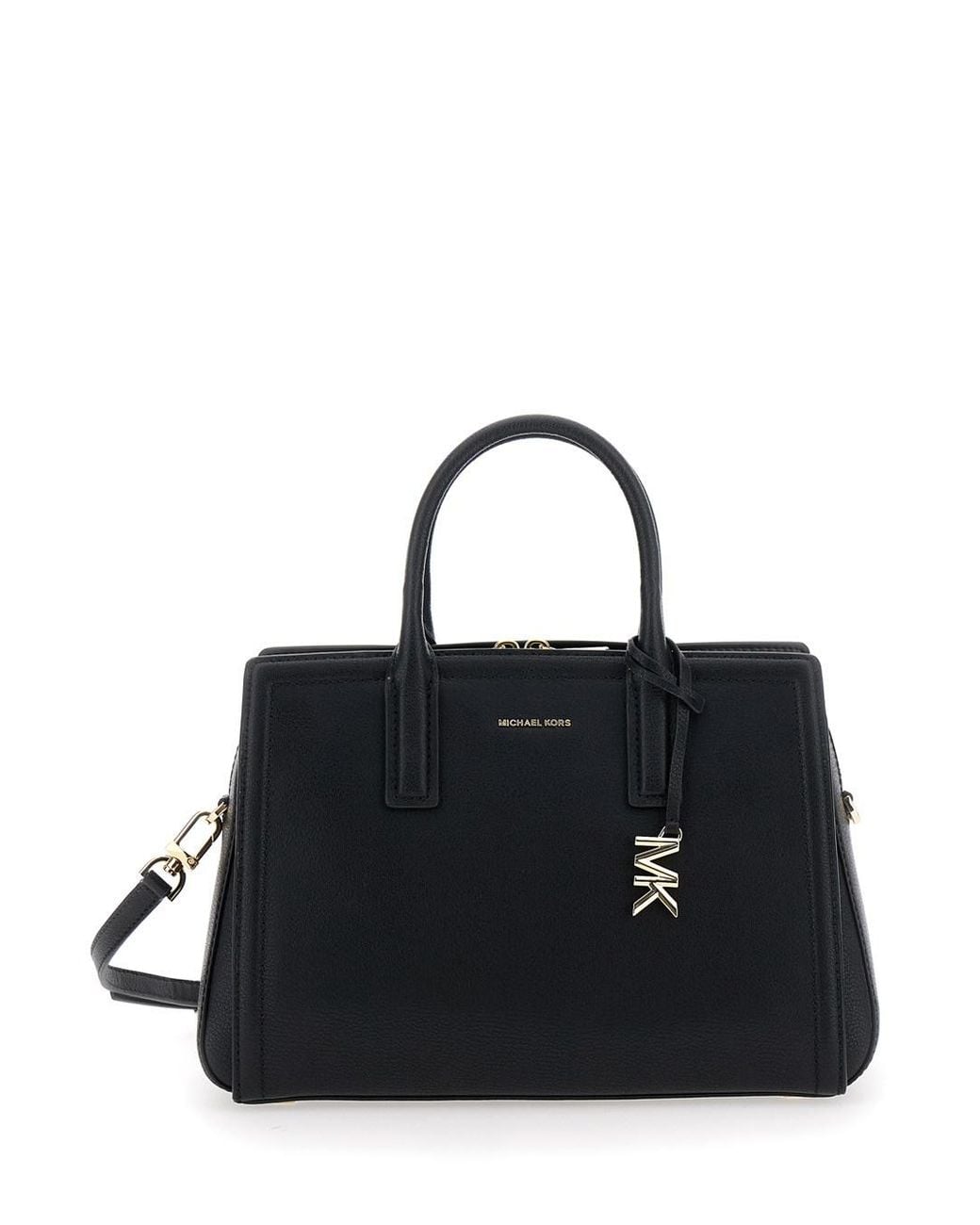 MICHAEL Michael Kors Black Handbag With Metallic Lettering Logo And Pe