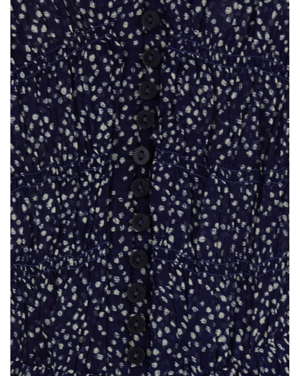 Isabel Marant Blue 'Briane' Midi Dress With V Neck And All-Over Polka Dot Motif