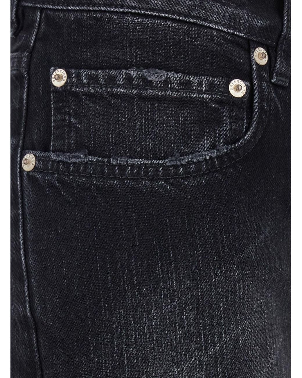 Balenciaga Black Wide Leg Jeans With Faded Effect
