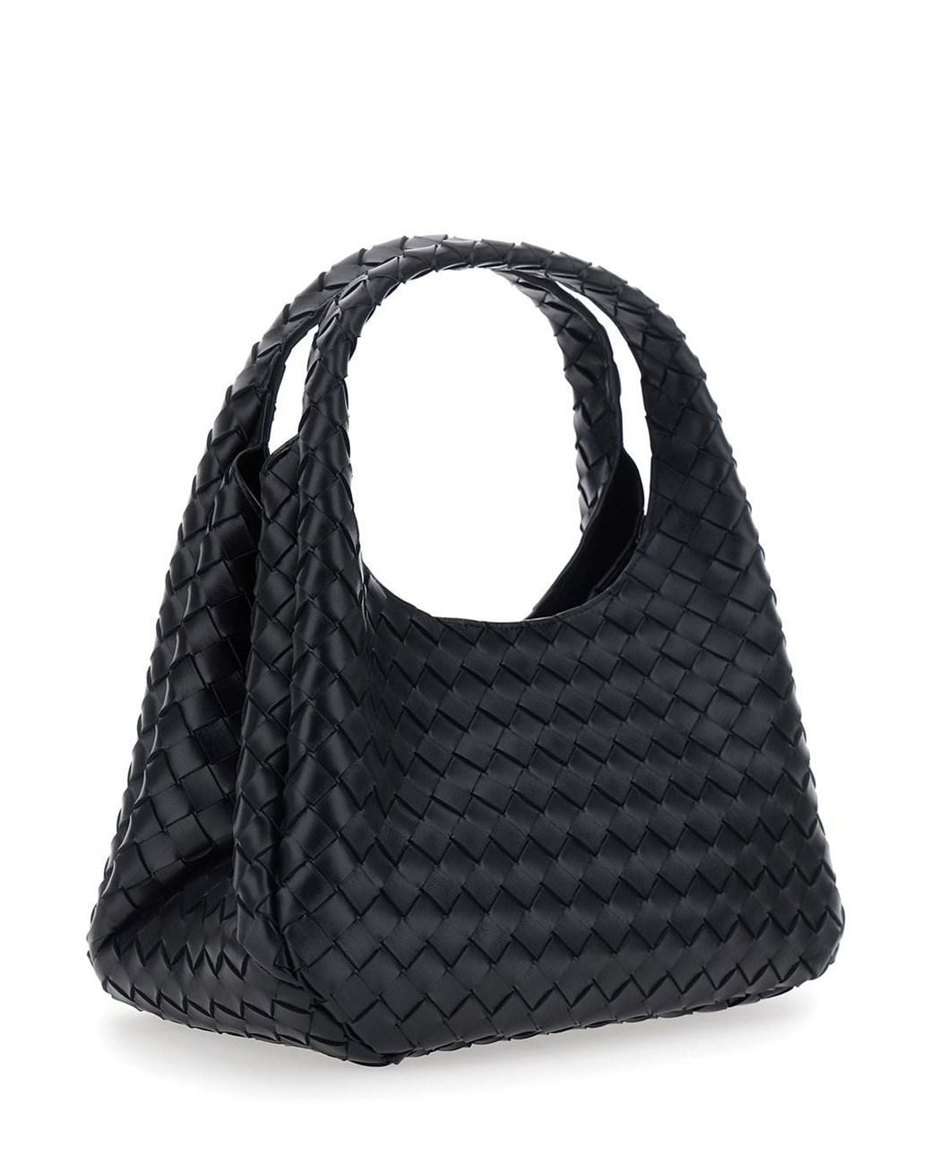 Bottega Veneta Black 'Campana' Shoulder Bag With Intreccio Motif