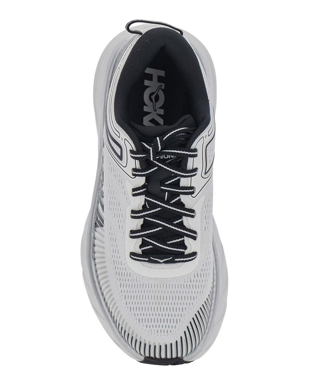 Hoka One One White 'M Bondi 7' Low Top Sneaker With Logo On The Tongue And Per