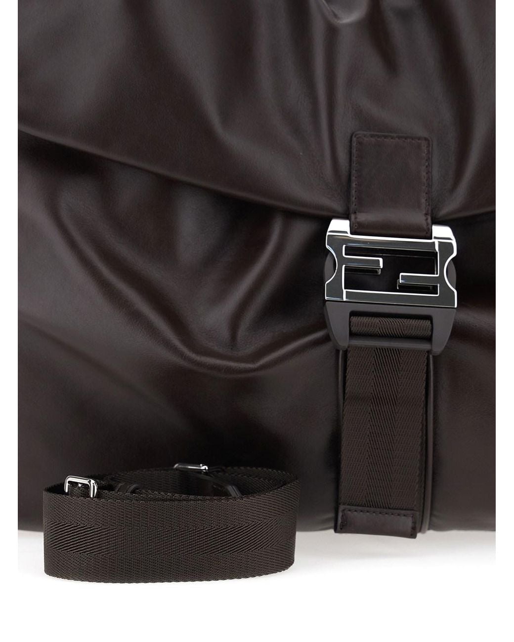 Fendi Black 'Mama Baguette Large' Shoulder Bag With Ff Closure On The Front for men