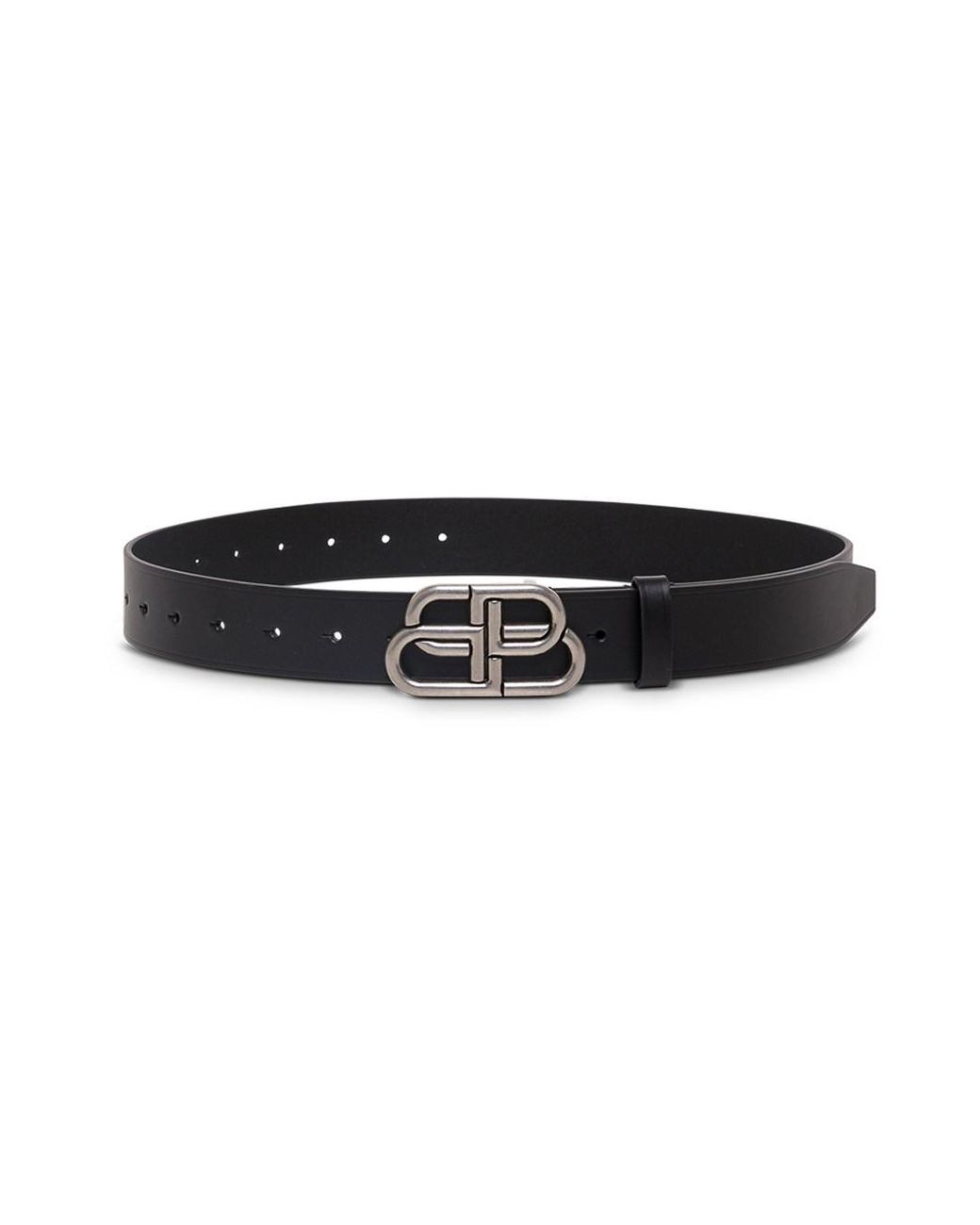 Balenciaga Black Leather Belt With Bb Buckle for men