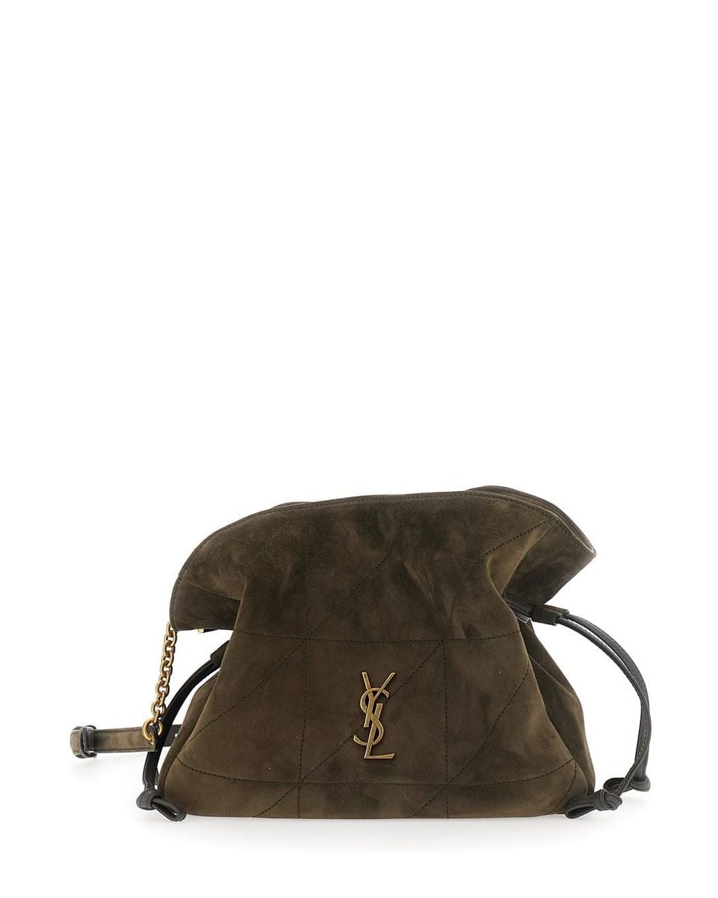 Saint Laurent Green 'Jamie' Crossbody Bag With Cassandre And Suede Chain Strap