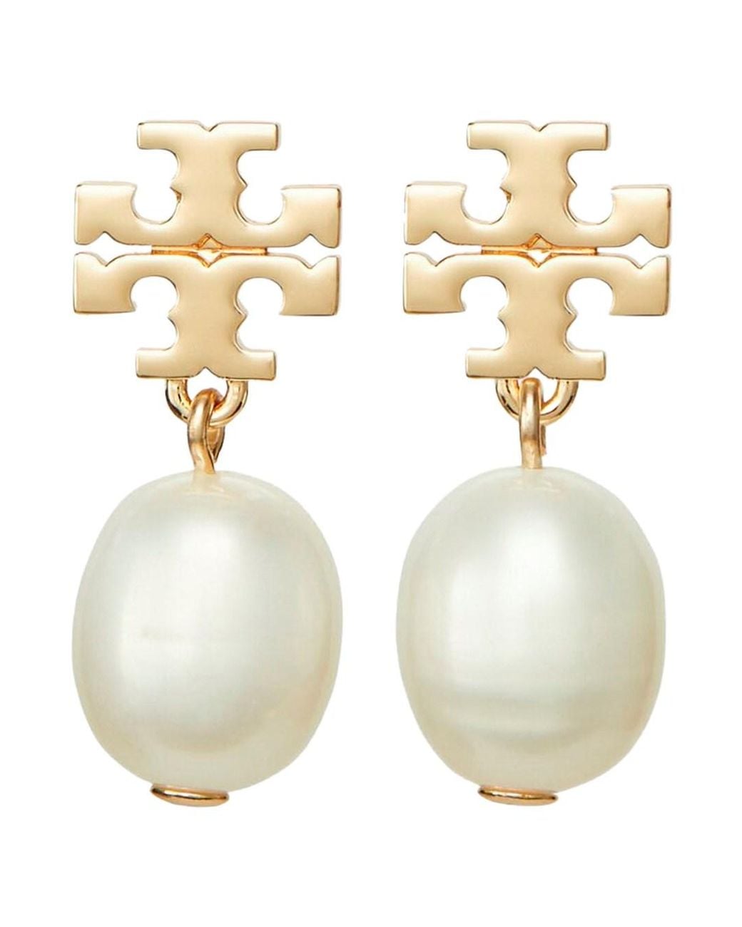 Tory Burch White Moondance Pearl Drop Earrings