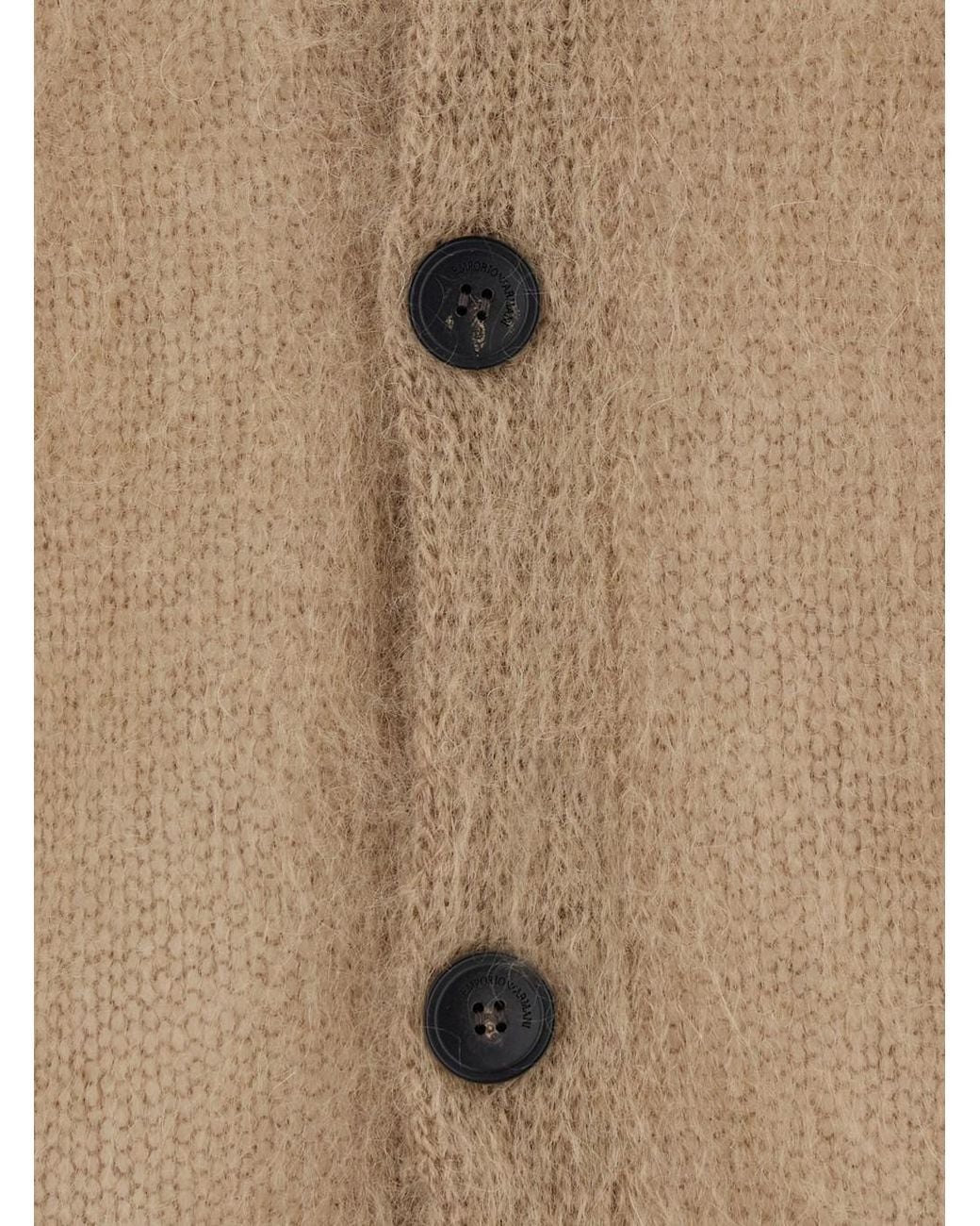 Emporio Armani Natural Cardigan With Mohair, Nylon And Wool For for men