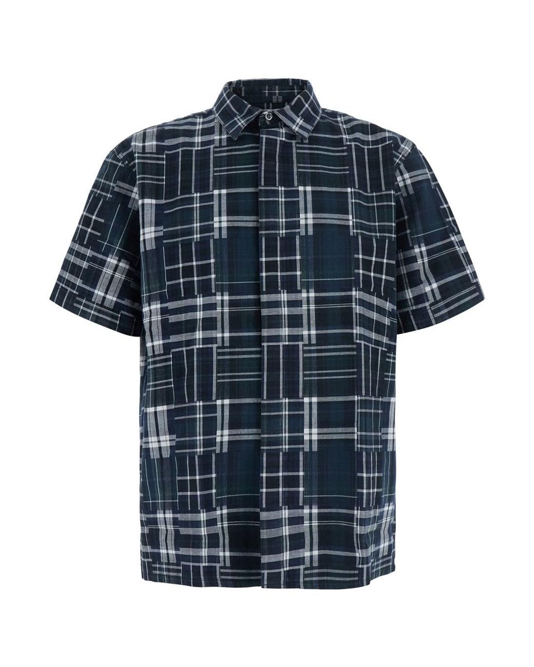 ERL Blue Erl Short-Sleeve Check Cotton Shirt for men