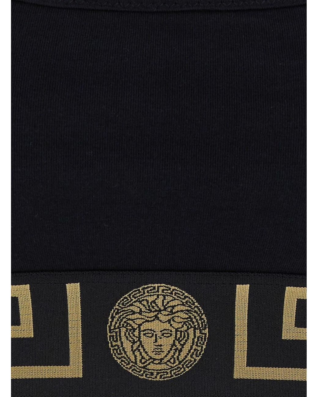 Versace Black Sports Bra With Greca And Medusa Detail