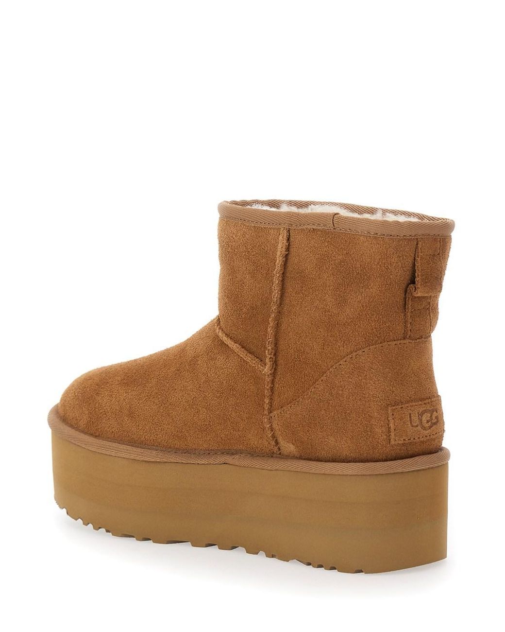Ugg Brown Classic Mini Platform Ankle Boots Sheepskin; Suede; Fleece