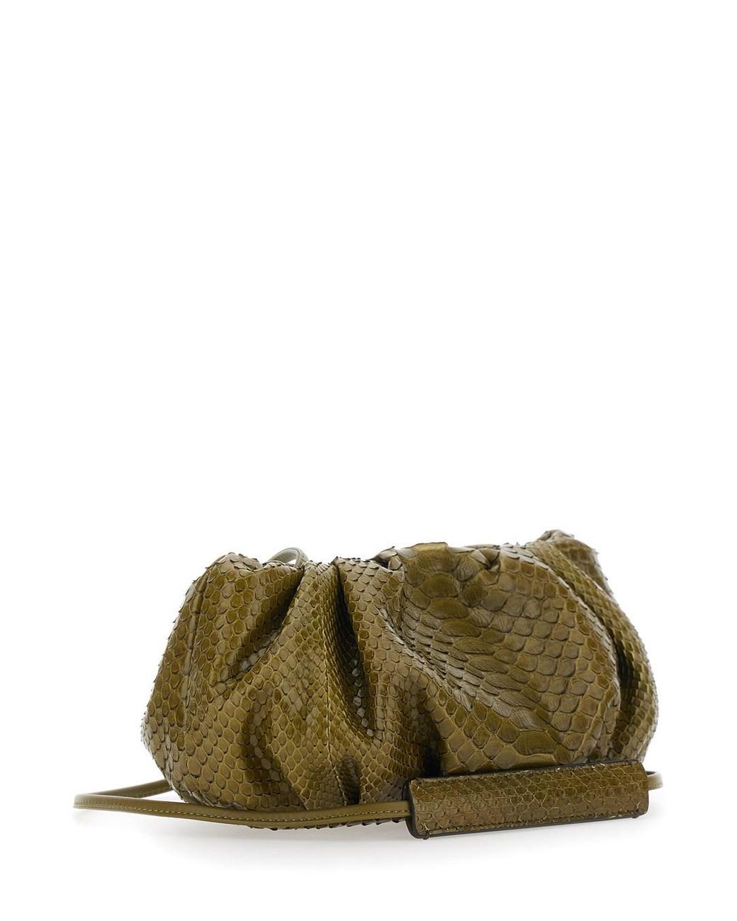Biaggini Green 'Pillow' Clutch With Shoulder Strap And Magnetic Closure
