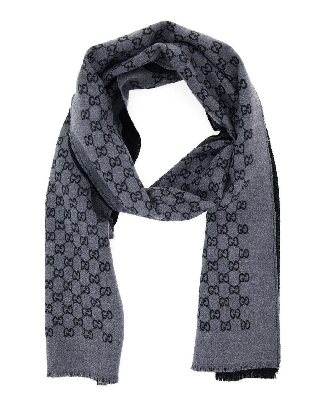 Gucci Blue Scarf Gg Jacquard Wool for men