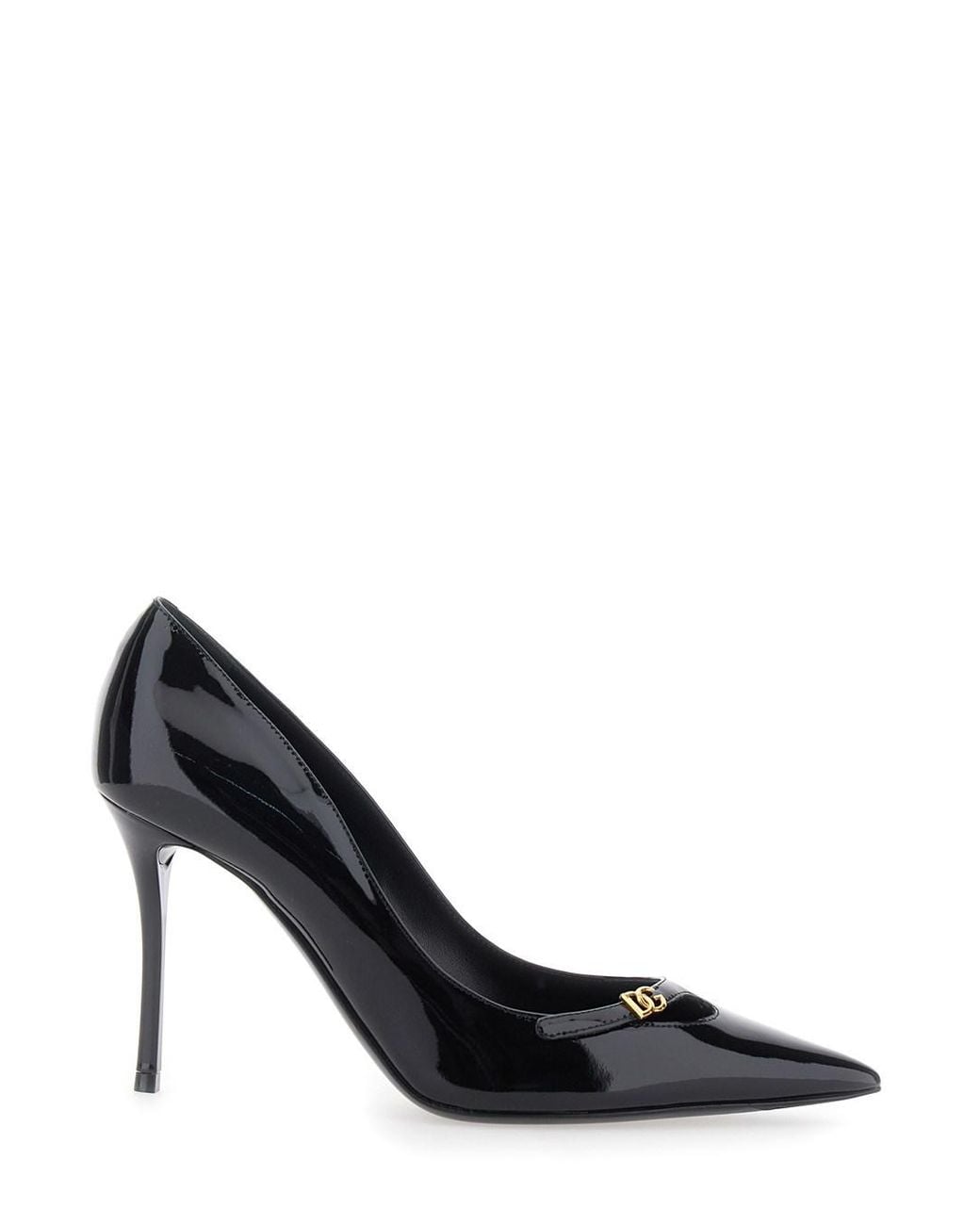 Dolce & Gabbana Black Dolce & Gabbana High-Heeled Pumps With Logo Plaque On The Front