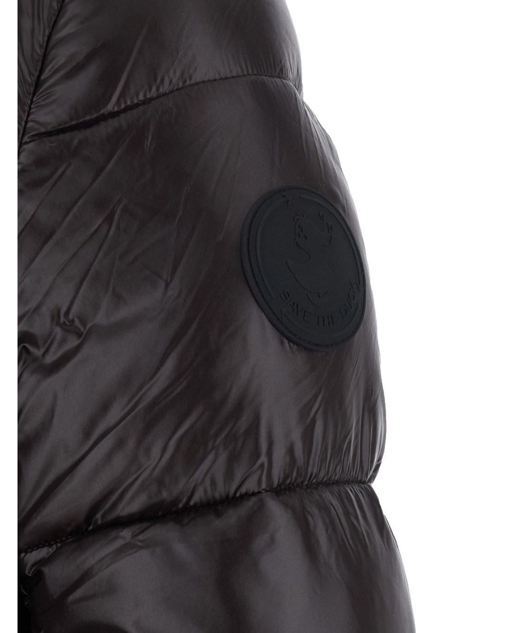Save The Duck Black 'Biddy' Down Jacket With Hood And Logo Patch On Th