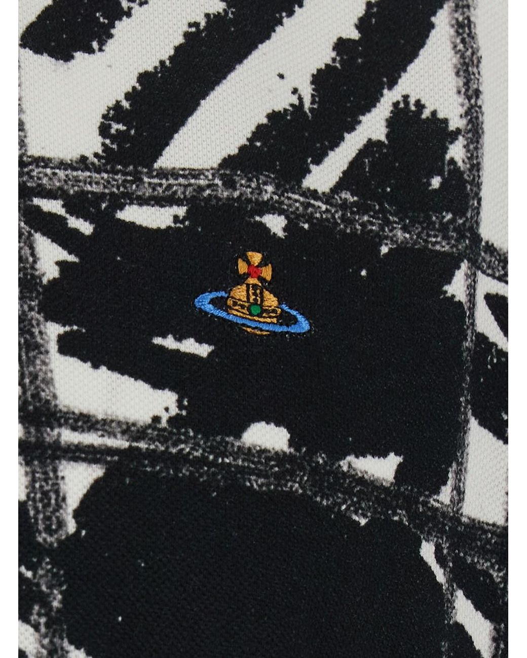 Vivienne Westwood Black And Polo Shirt With All-Over Print And Embroidered Logo for men