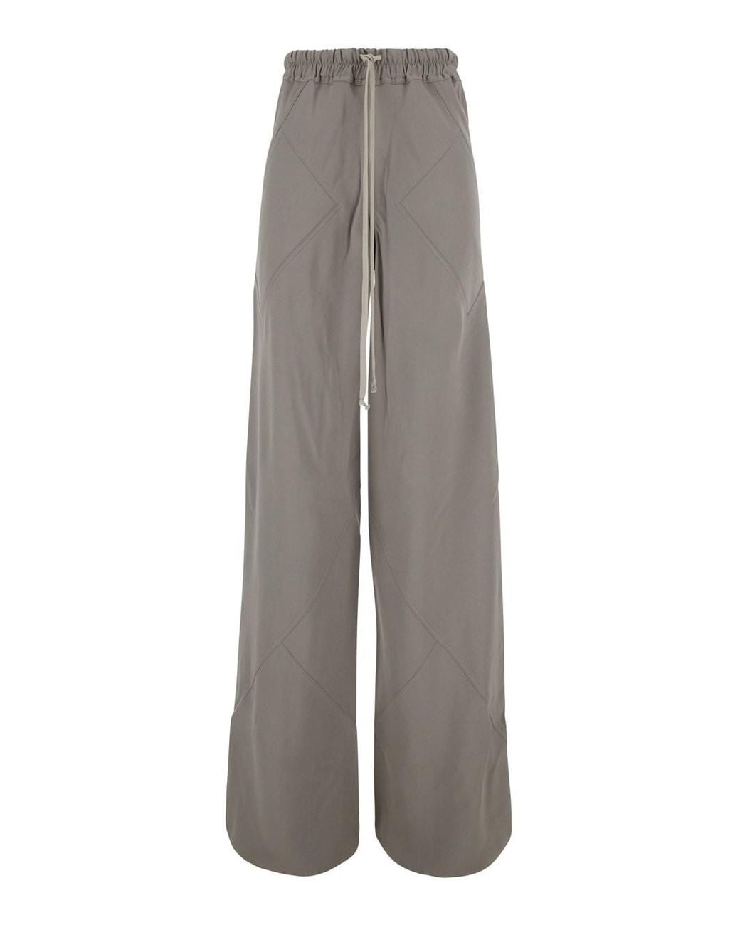 Rick Owens Gray Wide-Leg Trousers Viscose Blend