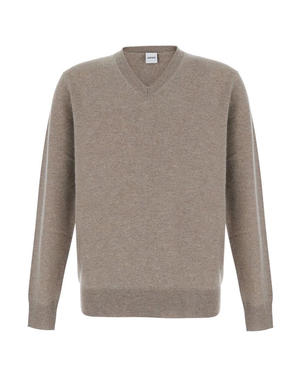 Aspesi Gray Crew-Neck Wool And Cashmere Sweater Tops for men