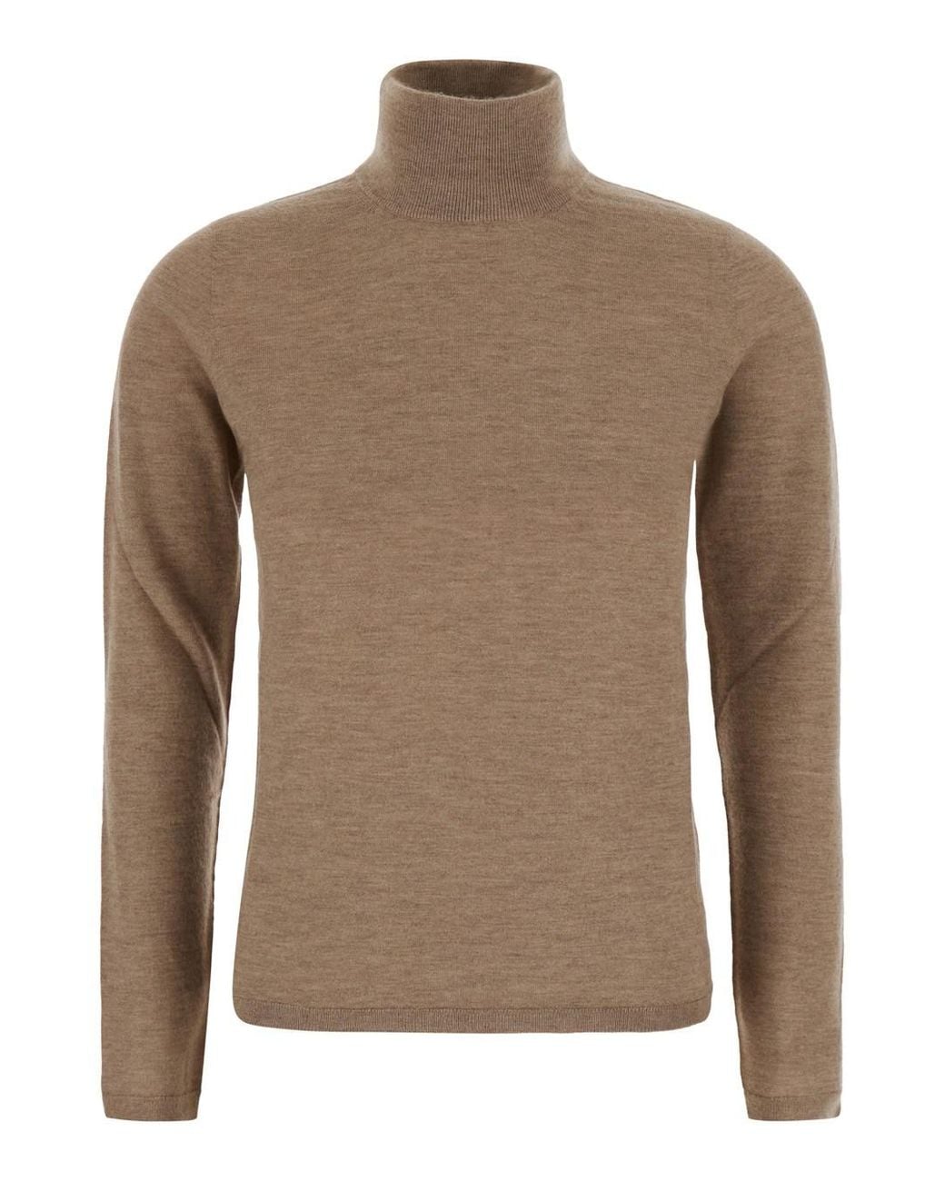 Max Mara Brown 'Gatto' Turtleneck Sweater With Ribbed Trims