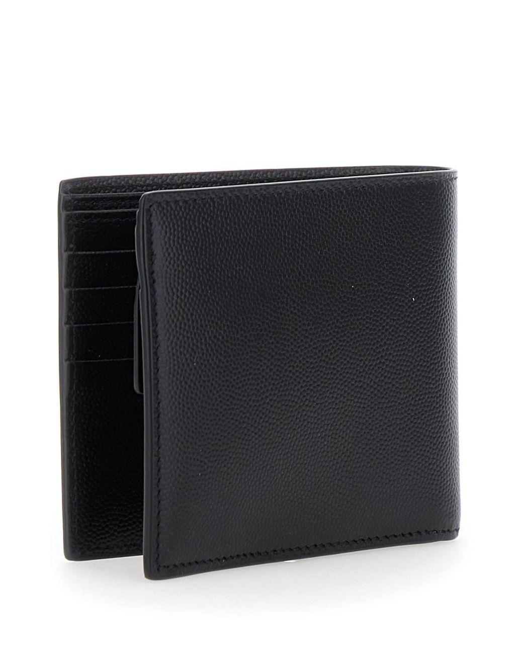 Saint Laurent Black Bi-Fold Wallet Monogram Leather Calfskin for men