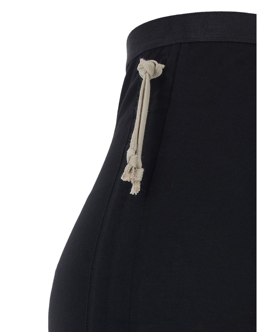 Rick Owens Black Long Skirt With Side Drawstring Closure And Straight Hem