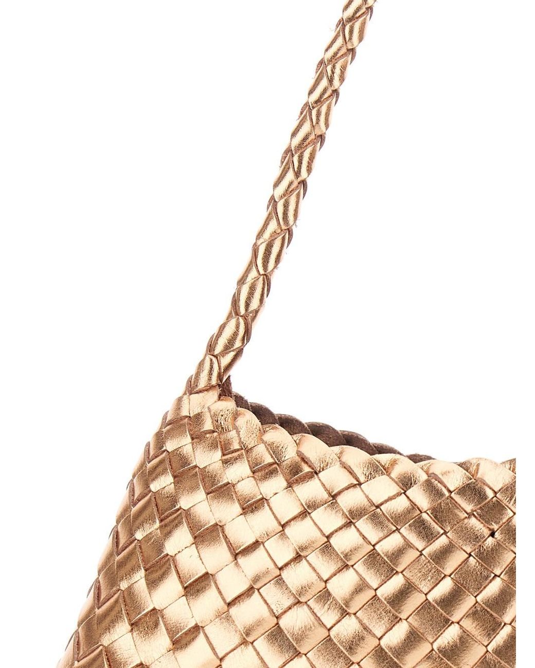 Dragon Diffusion Metallic 'Rossana' Shoulder Bag With Flared And Woven De