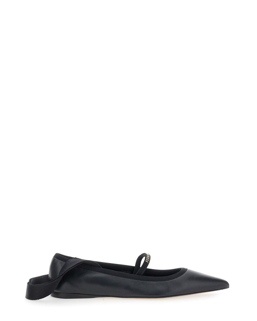 Ferragamo White 'Carice' Ballet Shoes With Ribbon Detail And Logo Lettering On The Front