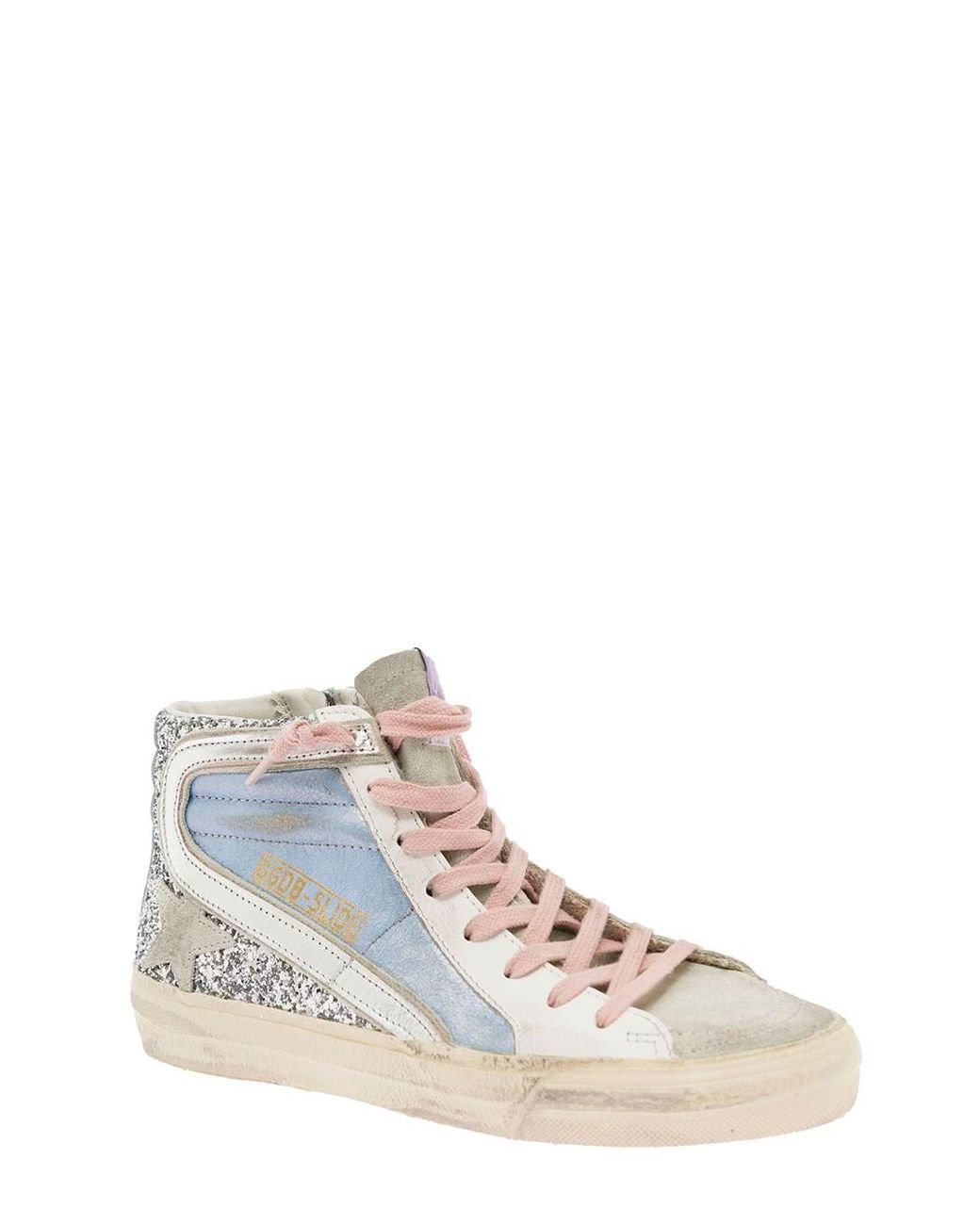 Golden Goose Slide Crack Multicolor Leather And Glitter Sneakers Woman Lyst