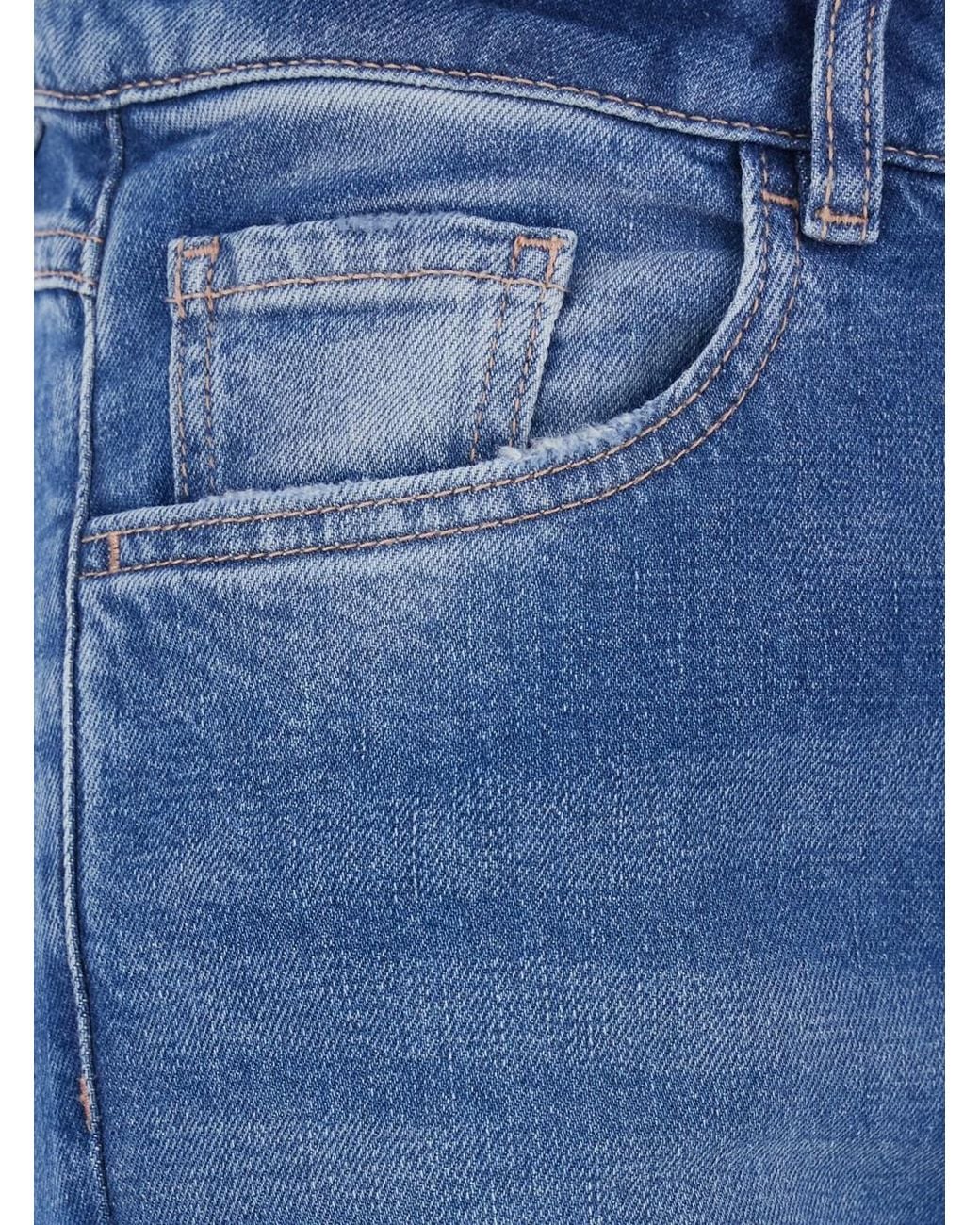 ICON DENIM Blue Jeans With Five-Pocket Design And Logo Patch On The Ba