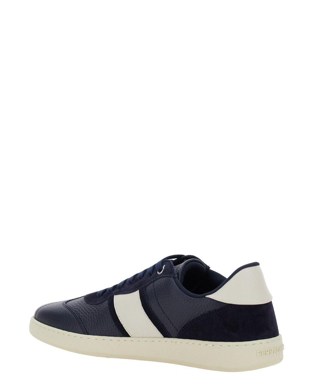 Ferragamo Blue Sneakers With Contrasting Heel And Logo Lettering On The Tongue for men
