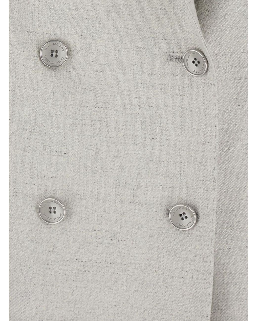 Tagliatore Gray Jasmine Silk Wool Jacket With Collar And Front Closure
