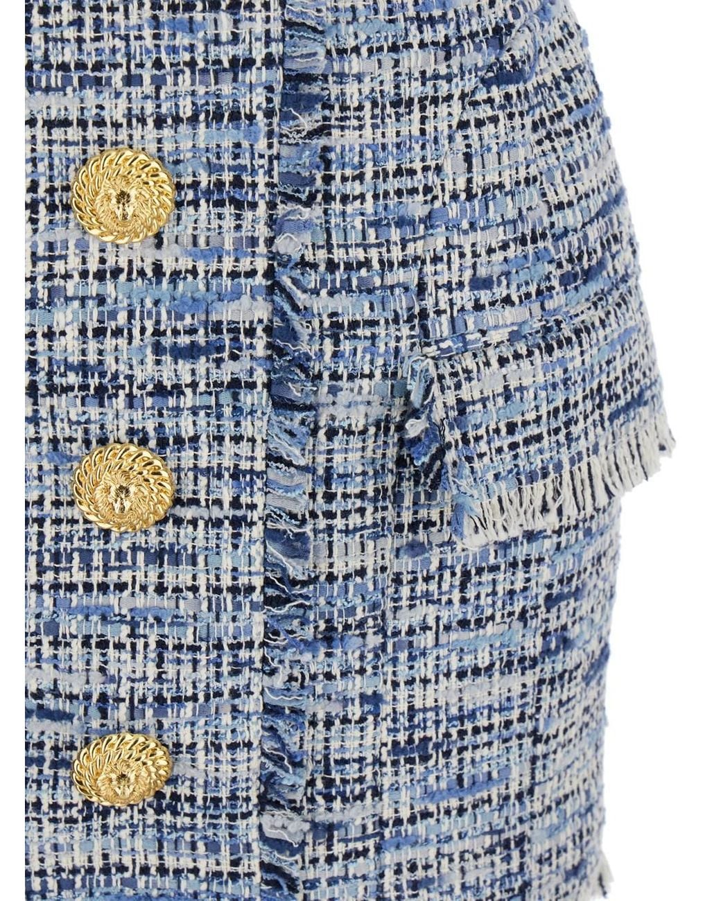 Balmain Blue Tweed Mini Dress