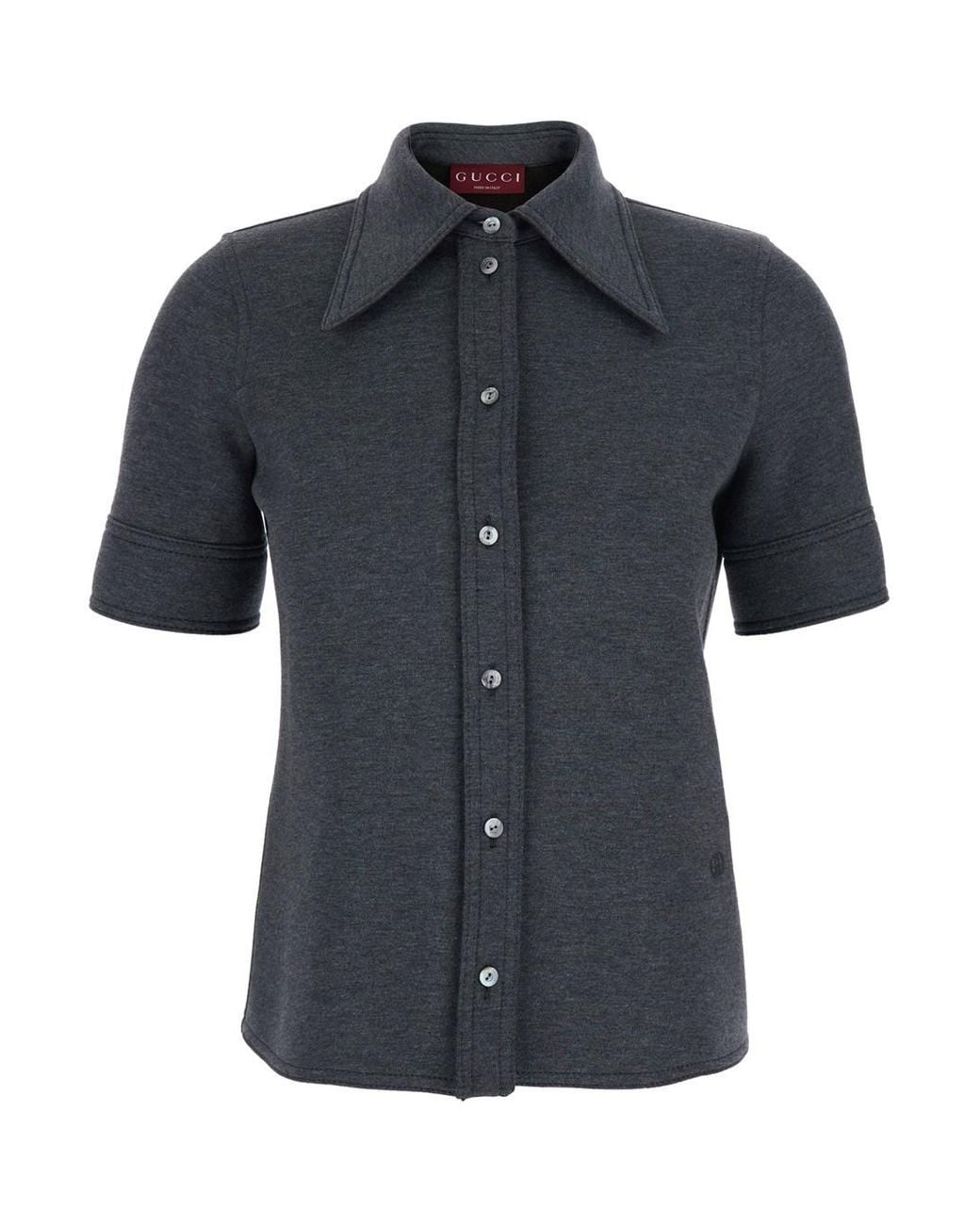 Gucci Gray Shirt With Polo Style Pointed Collar