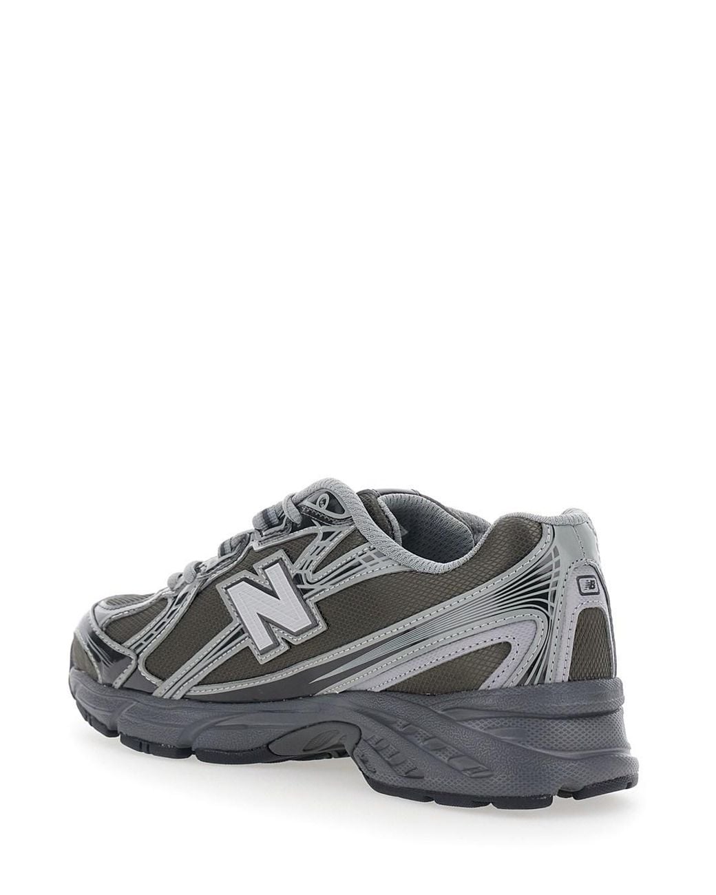 New Balance Gray '740' Sneakers With Metallic Details And Logo Patch O