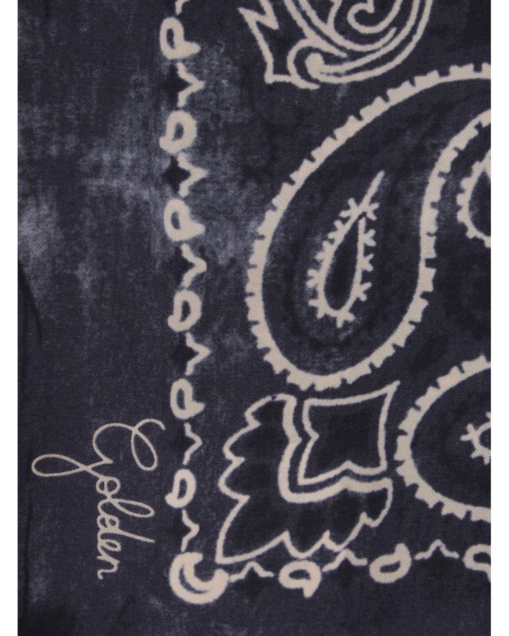 Golden Goose Deluxe Brand Blue Scarf Silk With Paisley Print